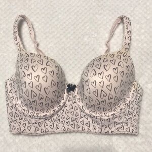 Victoria’s Secret Body By Victoria Lined Demi Bra Blush Heart Print Size 32DD